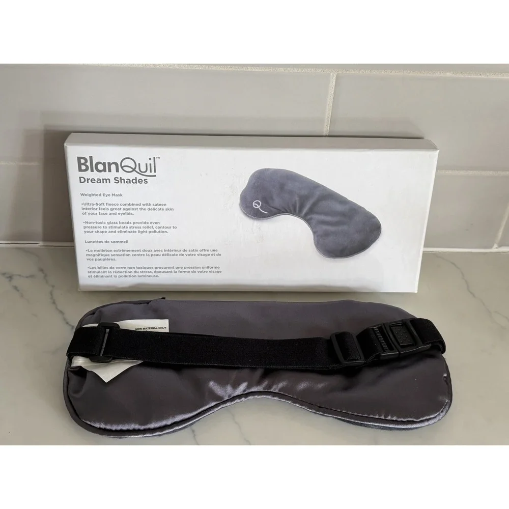 BlanQuil Dream Shades Weighted Eye Mask Single Sleep Mask Gray Fleece Sateen